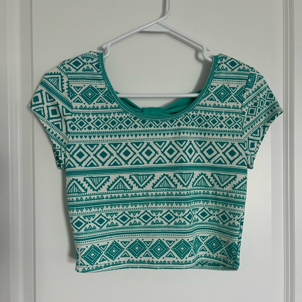 Charlotte Russe Teal Crop Top with Bow